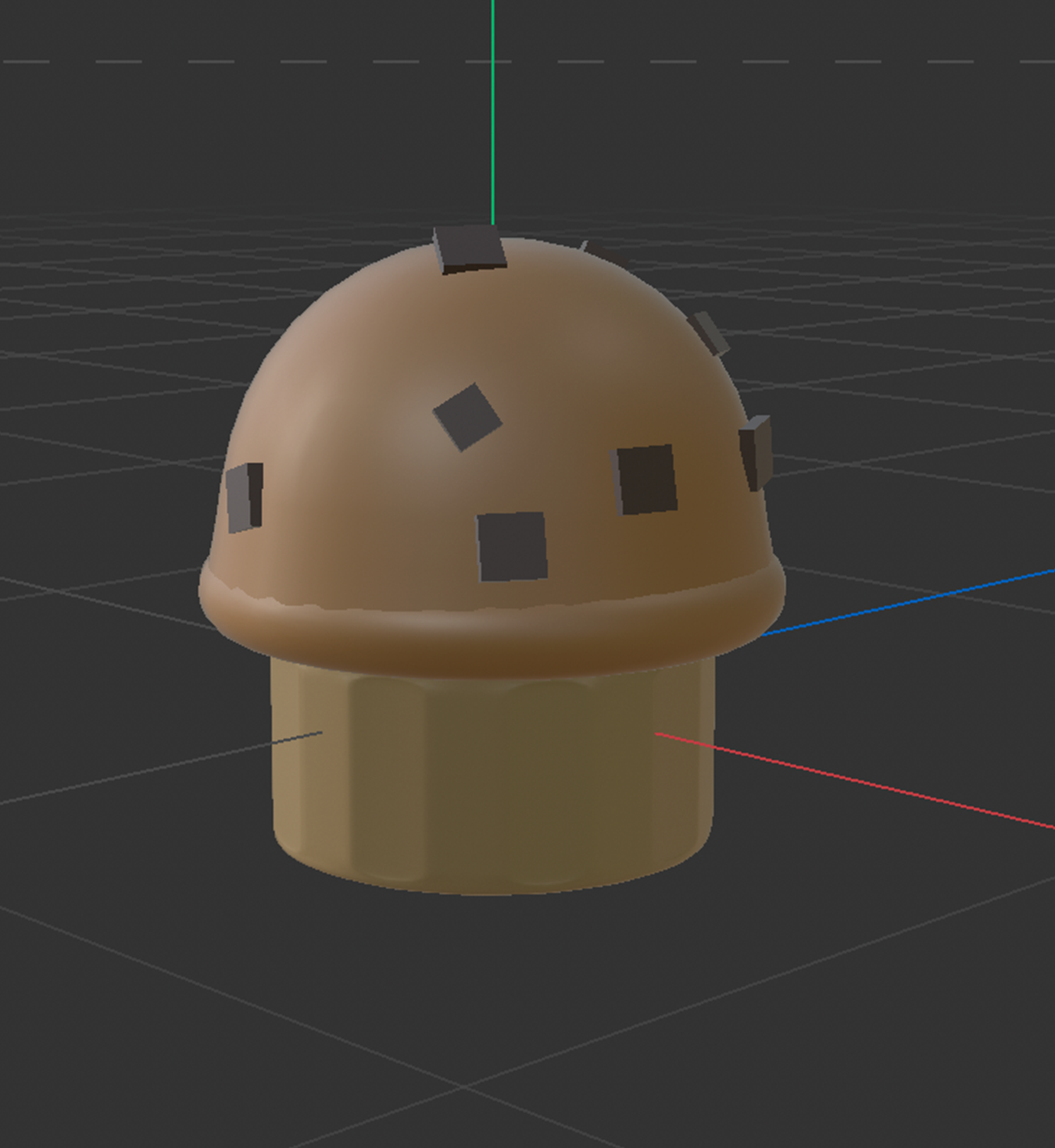 3D rendering of a chocolate chip muffin