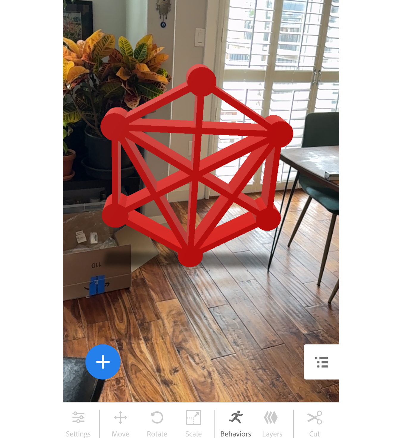 IXD AR logo anchored to a spot in my house